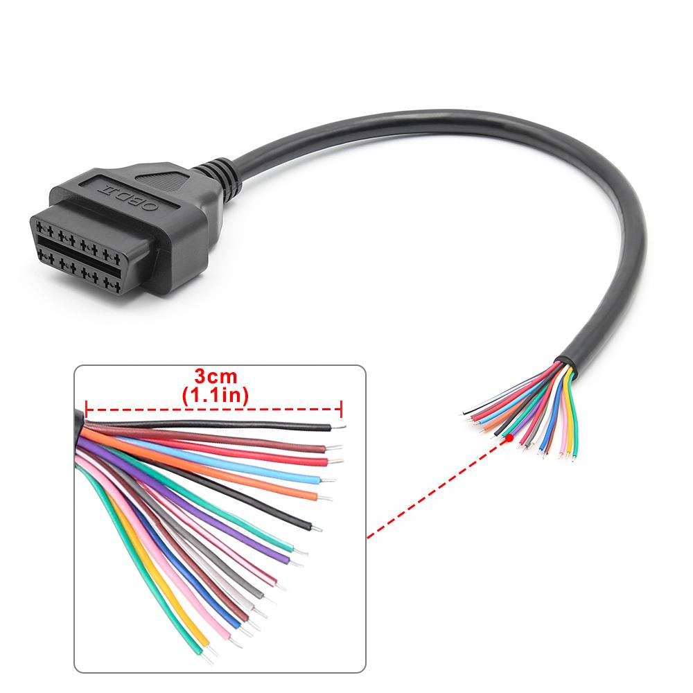 16-pins DIY 30cm OBD2 Auto Verlengsnoer Volledig Vrouwelijk Mannelijk Vrouwelijk Automotive Auto Diagnostisch Gereedschap Scanner OBDII Connector Kabel