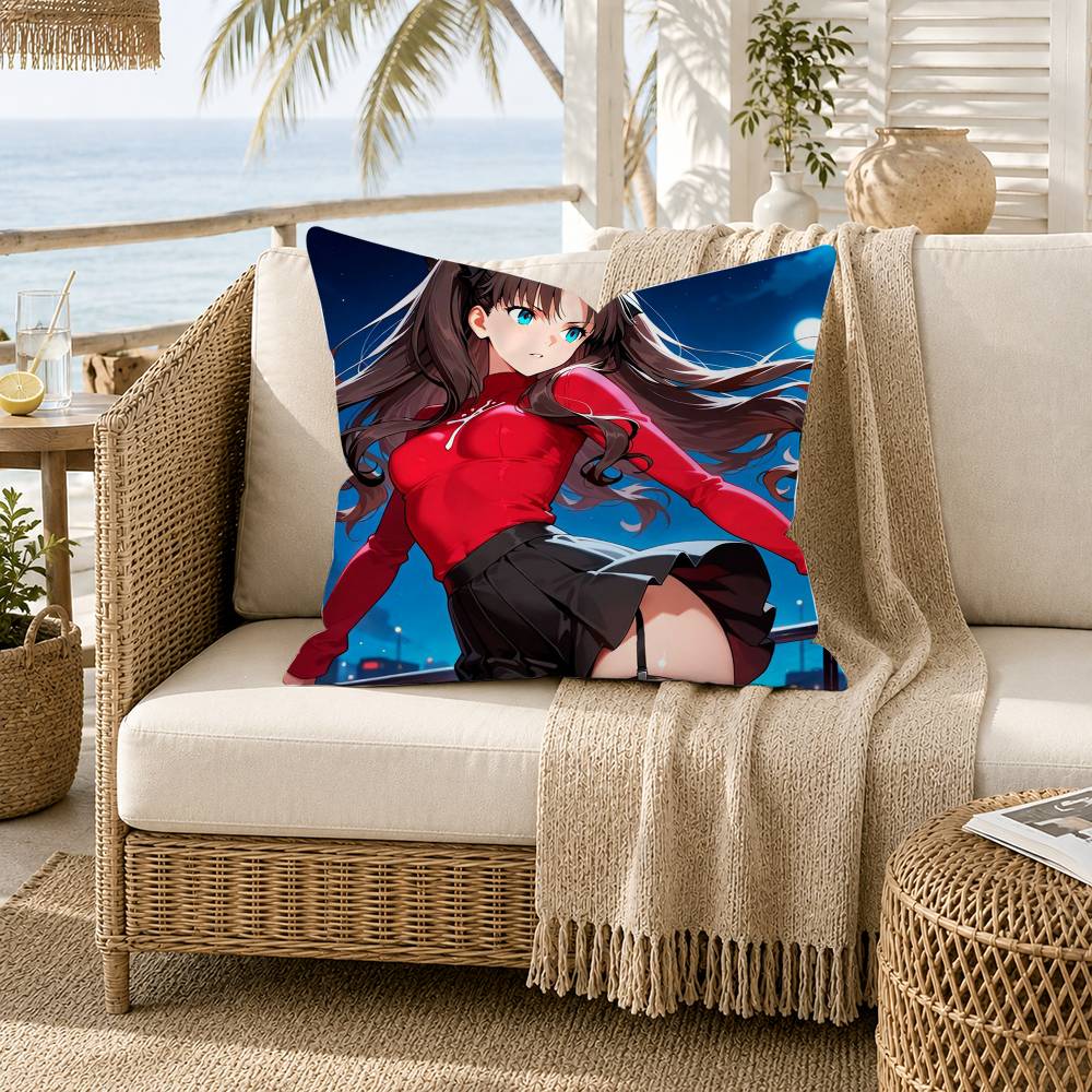 Tohsaka Rin Anime Girl Fate Stay Night Pillow Case for Sofa Living Room Home office Decor Protective Cover