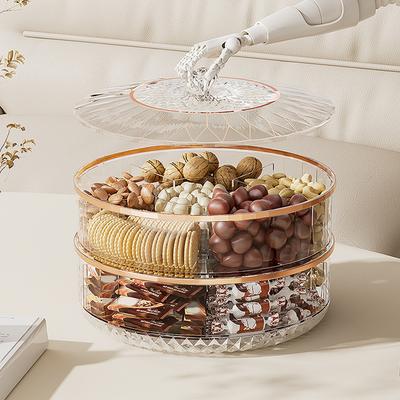 Household Tea Table Fruit Tray Rotatable Stackable Fruit Dispensing Box Dry Fruit Tray Fruit Dish Candys Container Storage