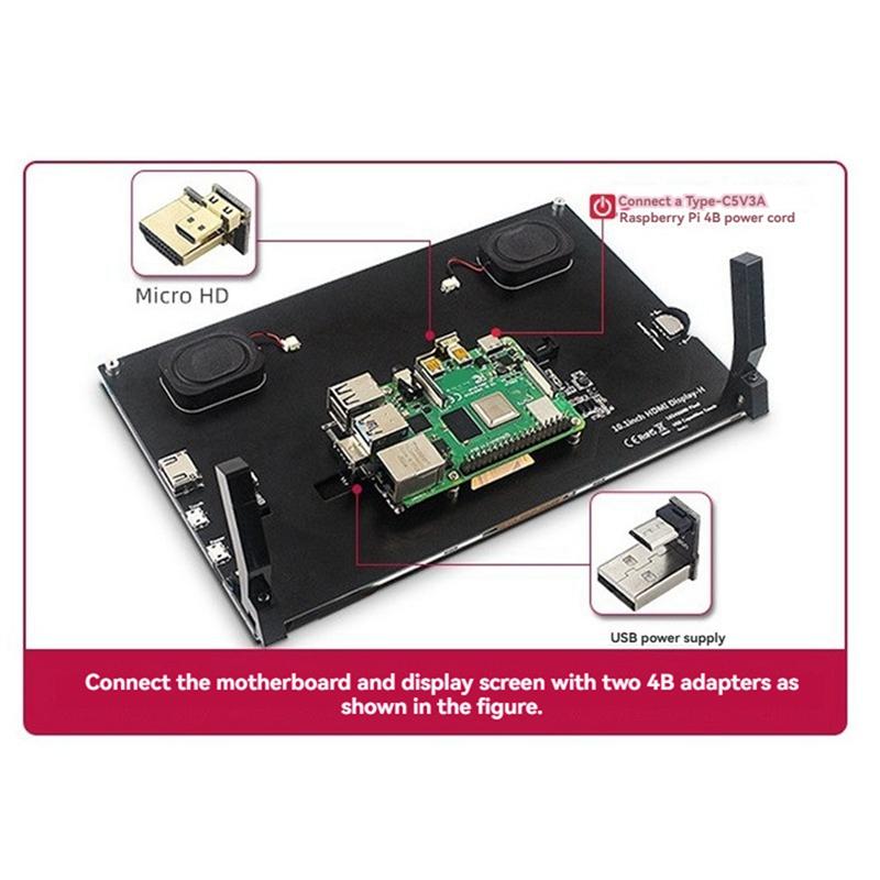 A96I-10.1 Inch Touchscreen Monitor For Raspberry Pi 5/4B, IPS 1024X600, Dual Speakers, Compatible With Various Devices And OS