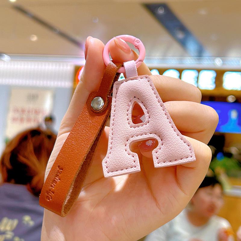 Customizable Leather Letter Keychain Pendant for Girls and Couples