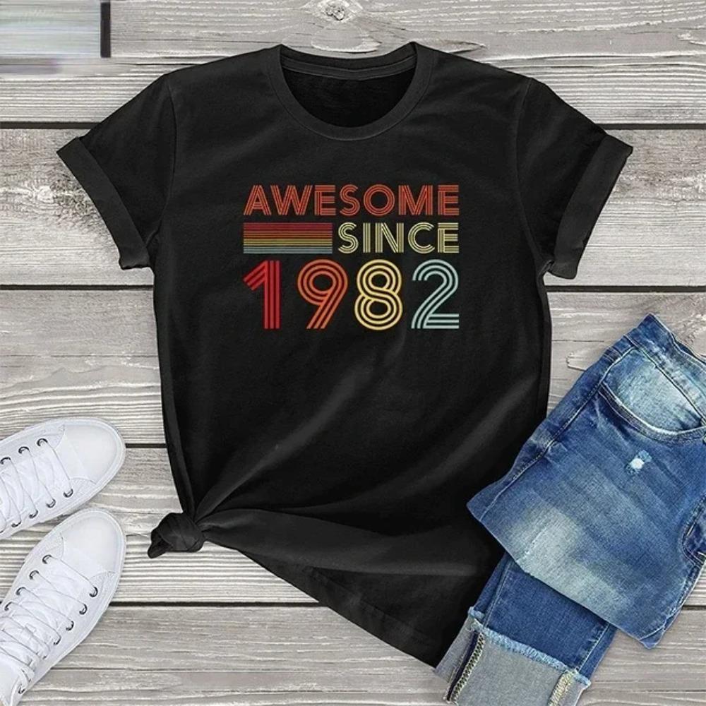Vintage 40-årsdag 40 år 1982 Retro Kassettband Videokassett Diskettskjorta T-shirt Man Fru Skjorta Streetwear