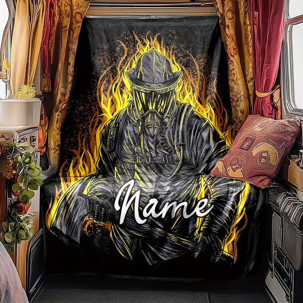 Firefighter Maltese Cross Emblem Blanket Personalized Name Soft Comfortable Stylish Blanket Car Blanket Perfect For Travel Camping Outdoor Home