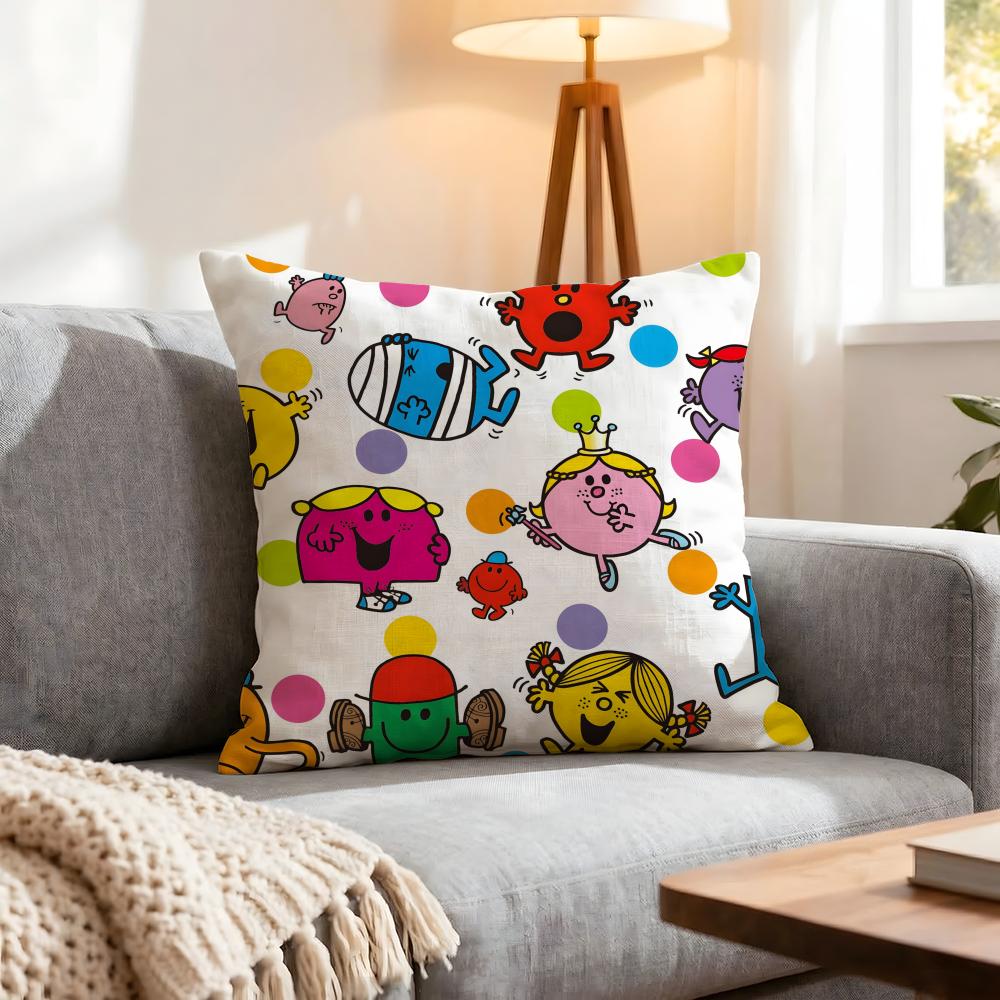 Mr. Men And Little Miss Cushion Cover 1Pcs Decorative Covers Soft Cushion Case For Sofa Couch Decor 40X40 45X45 Pillowcases