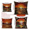 2D Sunset Desert Cactus Throw Pillow Covers Pattern Cushion Cover Suitable For Sofa Bedroom Car Pillow Cover