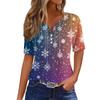 Women's T Shirt Christmas Print Button Short Sleeve Daily Weekend Fashion Basic V- Neck Regular Top