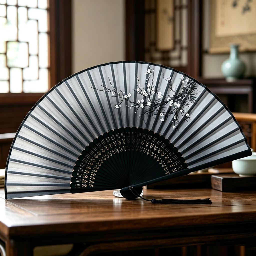 Er Qing Ancient Chinese Hanfu Dance Fan: Portable Silk Fan for Women