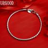 925 Sterling Silver Fashion Jewelry 4mm Twisted Rope Chain Bracelet