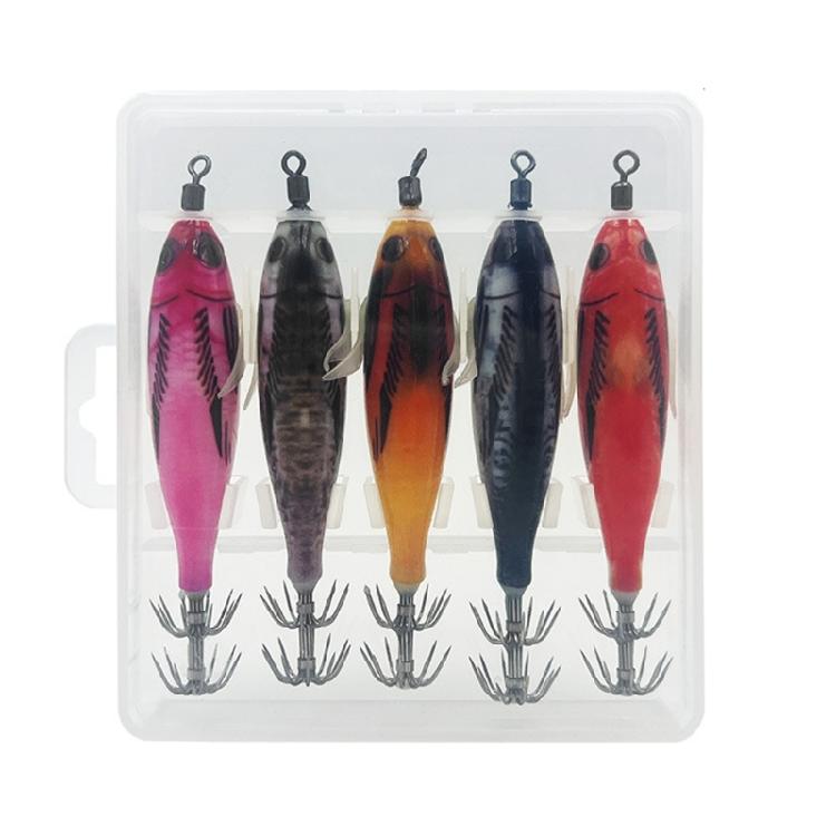 

5pcs Shrimp Lure Baits Squid Jig Fishing Lures Glow Jig Hook 5.6g Artificial Hard Baits Squid Jig Cuttlefish Hook