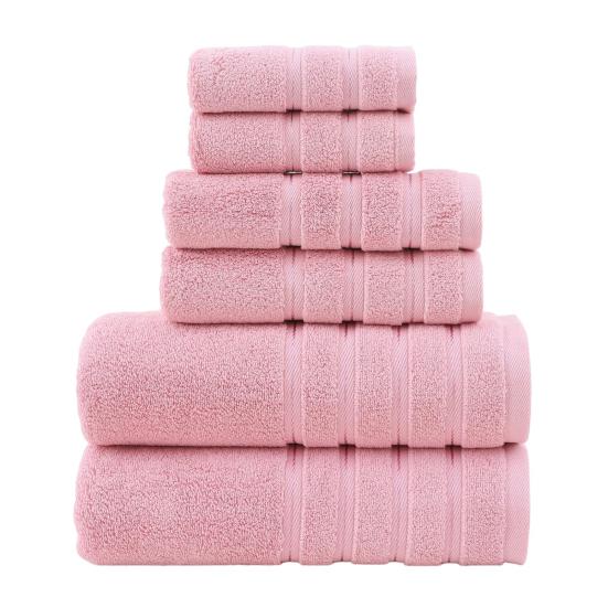 6 Pcs/Set Towel Set Includes 2 Bath Towels 2 Hand Towels 2 Washcloths Different Size Highly Absorbent Cotton Anti-Shrinkage Home Hotel Kitchen Towels