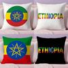 Ethiopia Historical Flag Cushion Cover Plush Fabric Soft Double-Sided Printed Invisible Zipper Sofa Pillow Case Home Decor