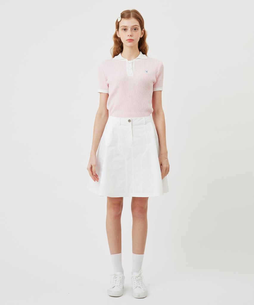 AVEN Boucle Knit Polo Shirt Pink