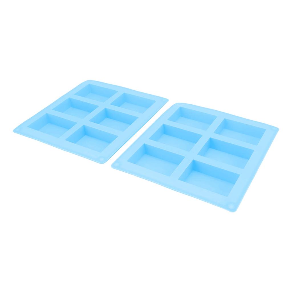 2Pcs Silicone Mold 6 Grids Heat Resistant Flexible Reusable Silicone Mold for Making Soaps Baking