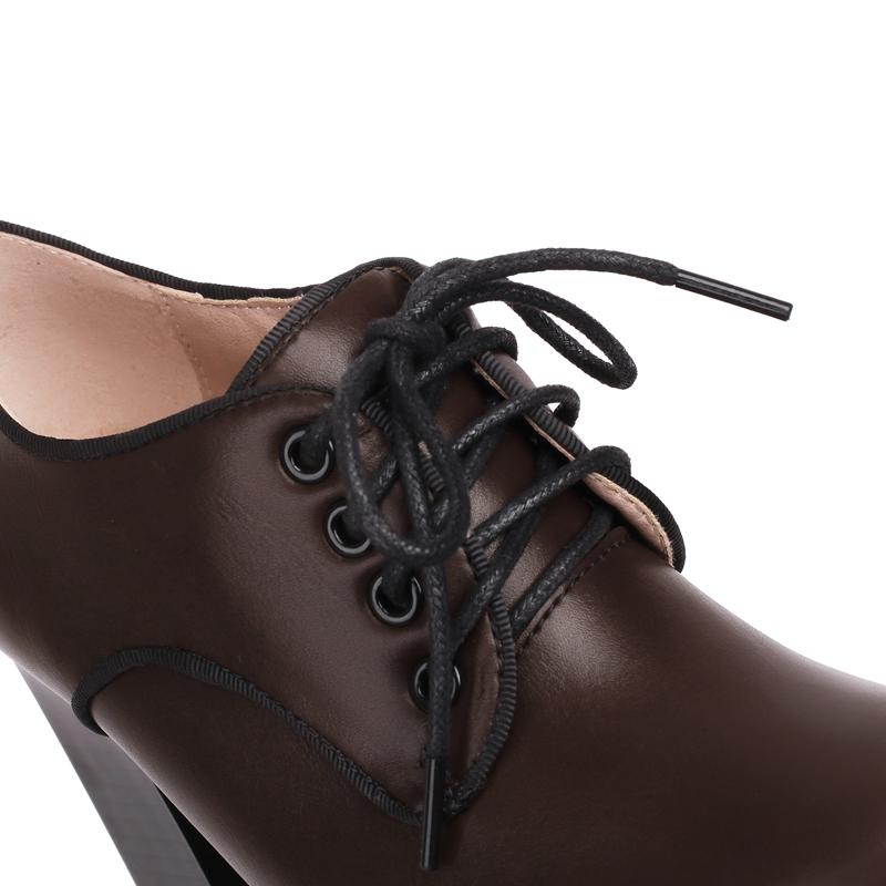 Fashion Women's New Spring and Autumn Round Head Thick Sole Waterproof Platform Lace up High Heel Large Size Deep Mouth Single Shoes
