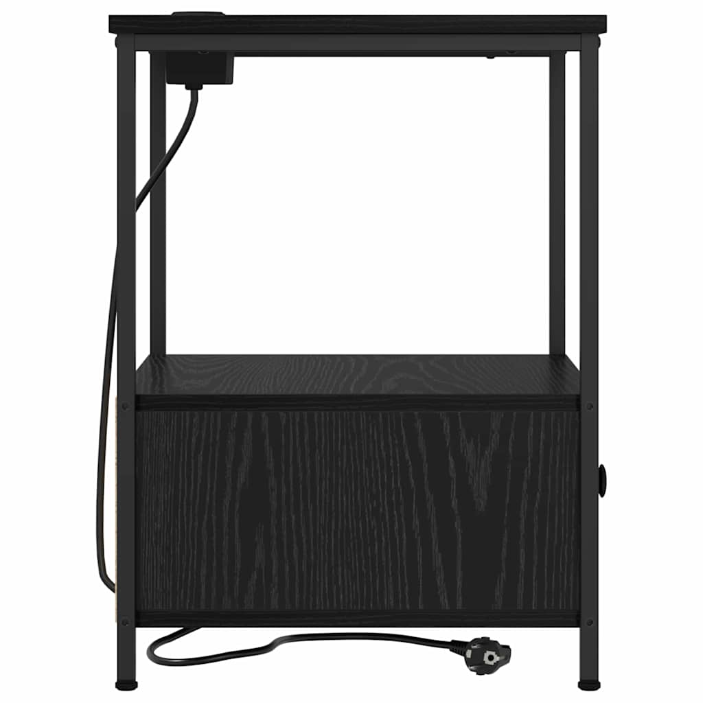 Nightstand Black Oak Look 42 x 41 x 56 cm Engineered Wood