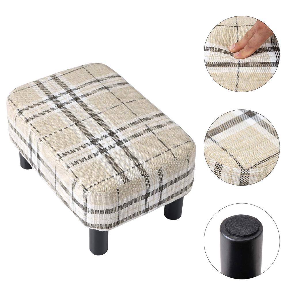 IBUYKE Ottoman Retro Striped Stool, Footstool, Rectangular, Square, Low, Non-Slip, Design, RF-BD215