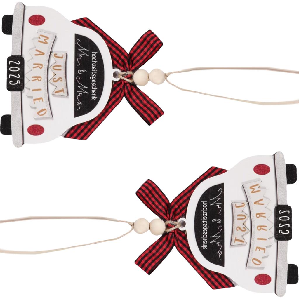 Handcrafted Mr And Mrs Christmas Tree Ornament For Newlyweds Wedding Gift Set Of 2 Wooden Decors