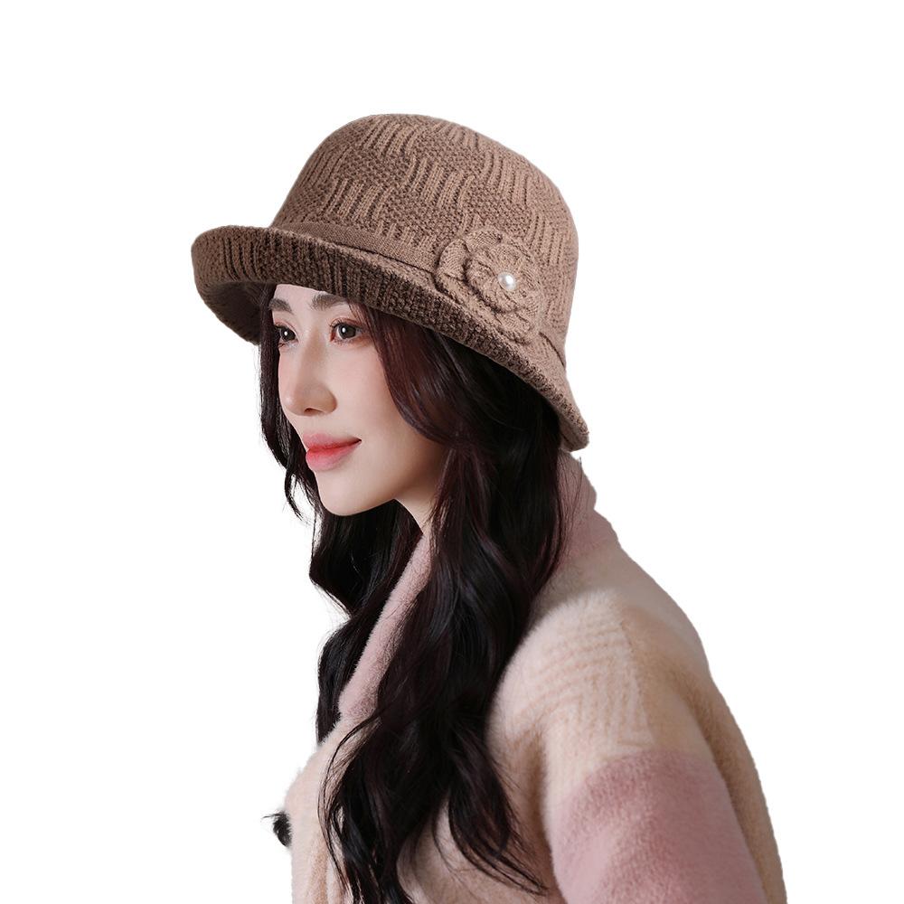 Women 1920s Vintage Knit Bucket Hat - Winter Derby Bowler Fisherman Hat Round Brim Bucket Hat Women