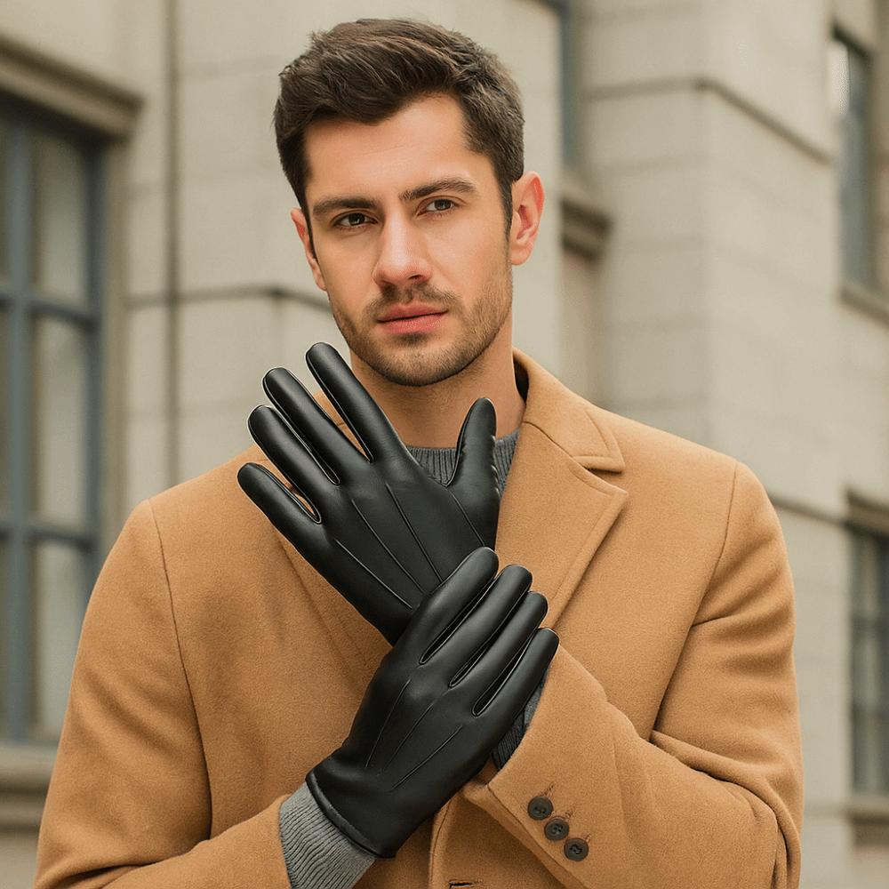 Cool Full Finger Mittens Punk PU Leather Gloves Simple Driving Gloves  Outdoor