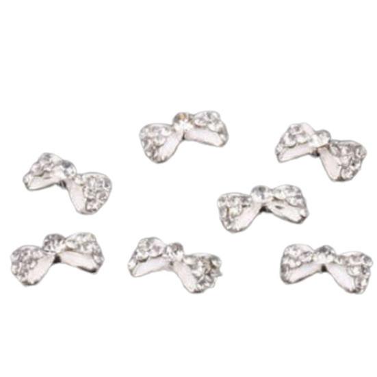 

10 шт., наклейки для дизайна ногтей, декор, бант, ювелирные изделия из сплава, разноцветные блестящие стразы белый