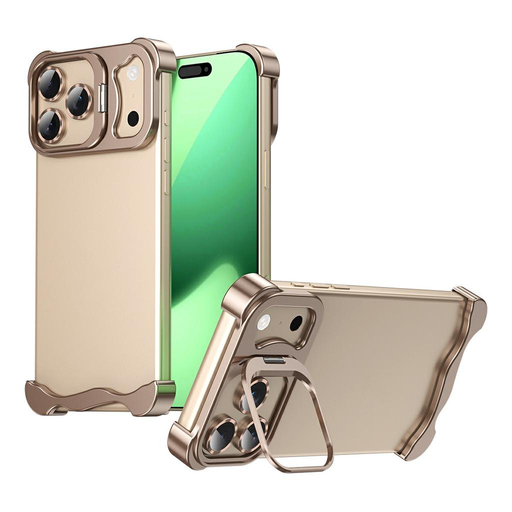 For iPhone 17 Pro Max Bumper Case Lens Kickstand Heat Dissipating Metal Corner Phone Cover