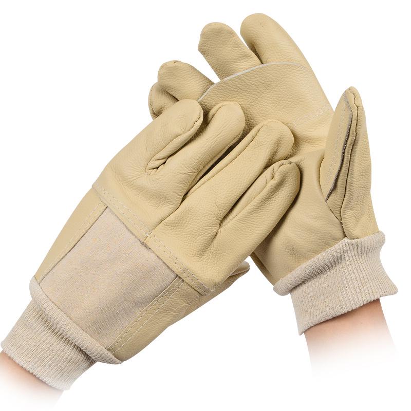 Durable Short Leather Welding Gloves - Thick Cowhide, Heat Resistant, Protective