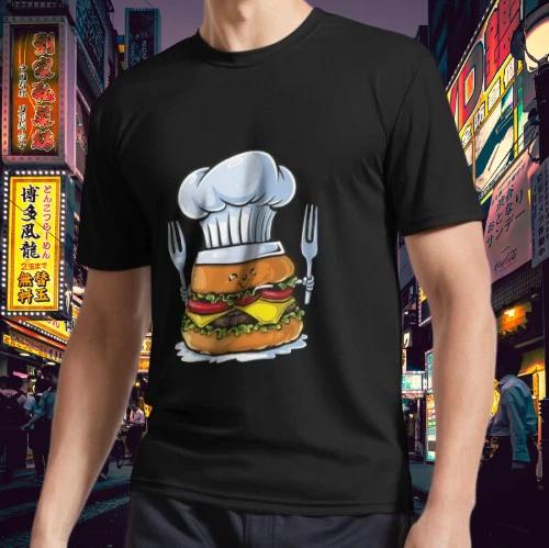 New Burger in chef hat Active T-Shirt Logo T-Shirt Funny Size S to 5XL XXL