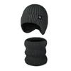 Winter Knitted Hat Two-Piece Outdoor Velvet Thick Warm Wool Cap with Scarf
