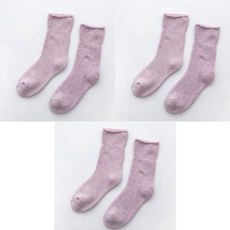 

3 пары женских осенне-зимних махровых носков плюс бархатные утолщенные теплые взрослые носки средней длины однотонные фиолетовый