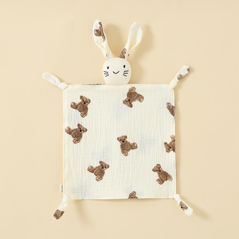 Baby Animal Cotton Swaddle With Plush Rabbit Toy For Sleep And Comfort