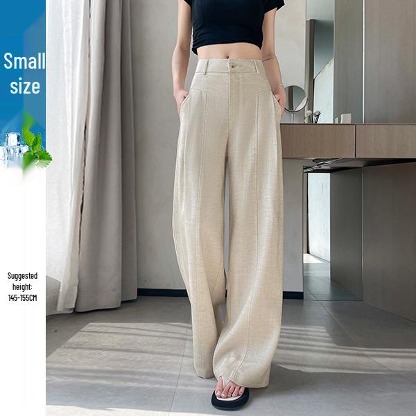 Women's High Waist White Linen Wide Leg Pants