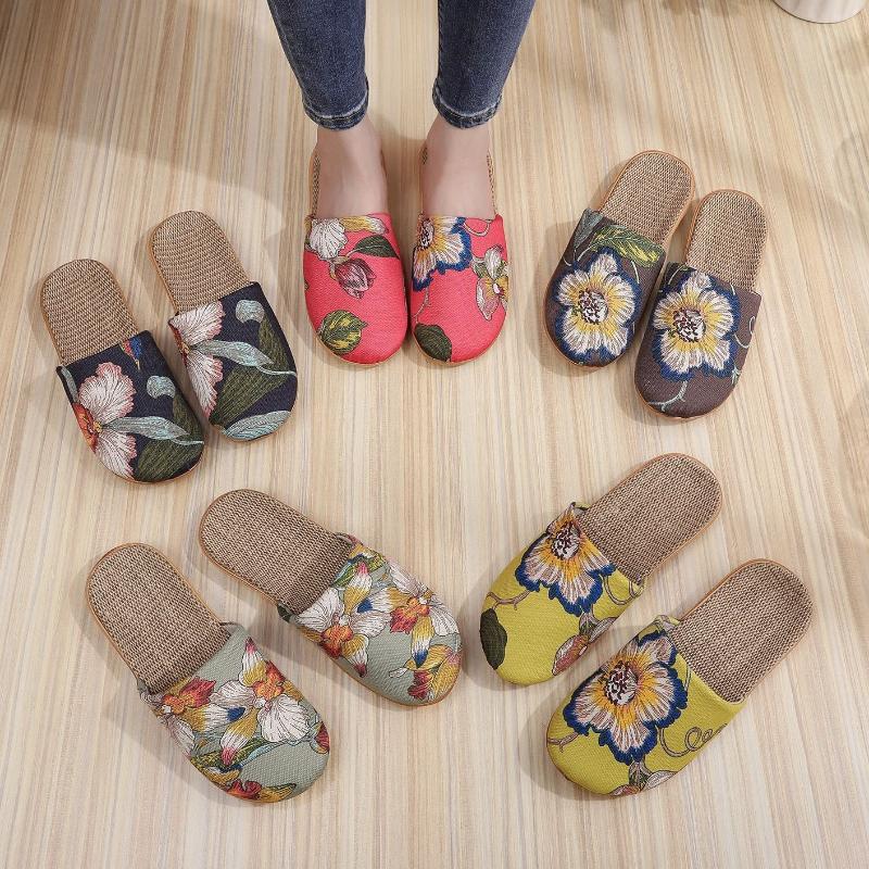 Damen Hausschuhe Blumenmuster Schuhe für Zuhause und Freizeit Indoor-Hausschuhe