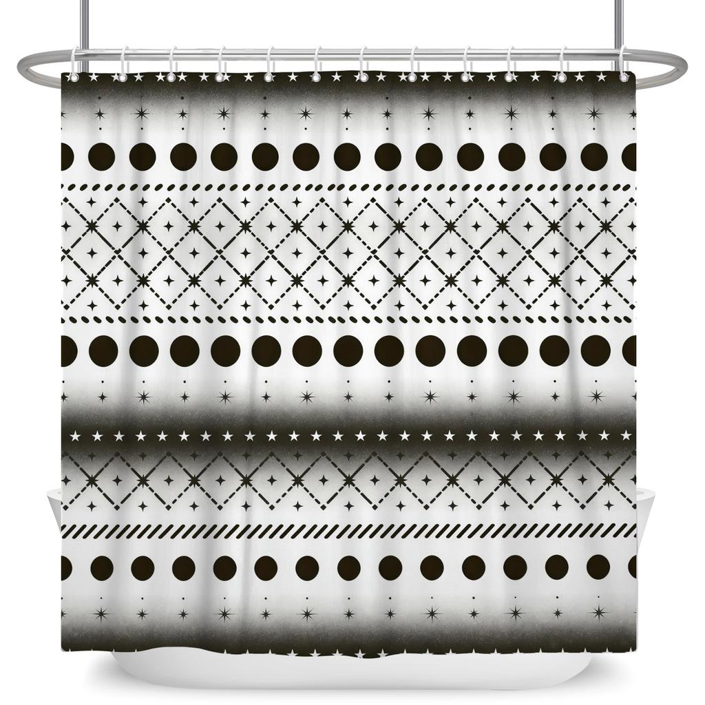 Geometrisches Muster Duschvorhang Modern Minimalistisch Wasserdicht Badvorhang Badezimmer Dekor Polyesterstoff Mit Haken Inklusive