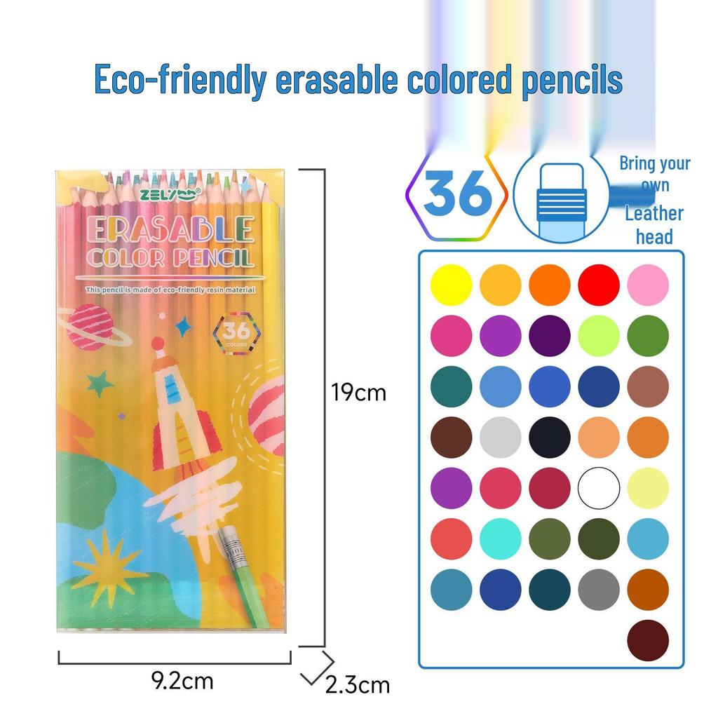 Zhenglin Erasable Colored Pencils – 24, 36, and 48 Color Sets for Children and Students Drawing and Coloring.
