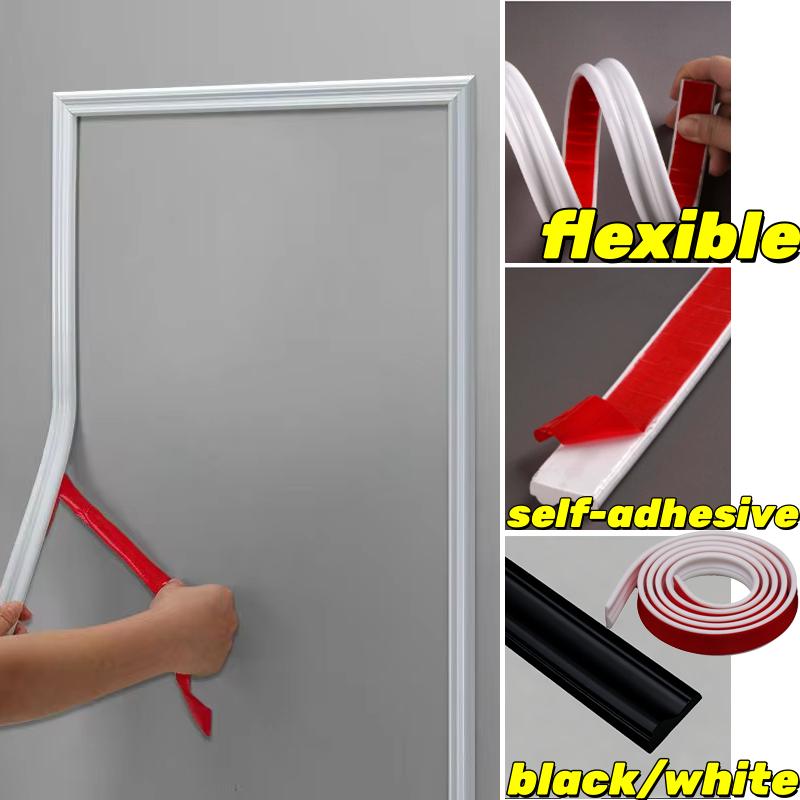 Elegant Self-Adhesive 1 Roll Decorative Strips Picture Frame Shape Flexible Peel and Stick Trim for Wall Floor Furniture Cabinet