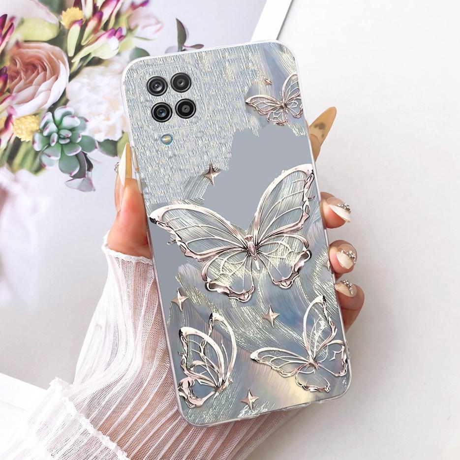 For Samsung Galaxy A12 Case F12 M12 Stylish Butterfly Painted Cover Silicone Case For Samsung A12 M 12 Galaxy M12 F12 Soft Shell