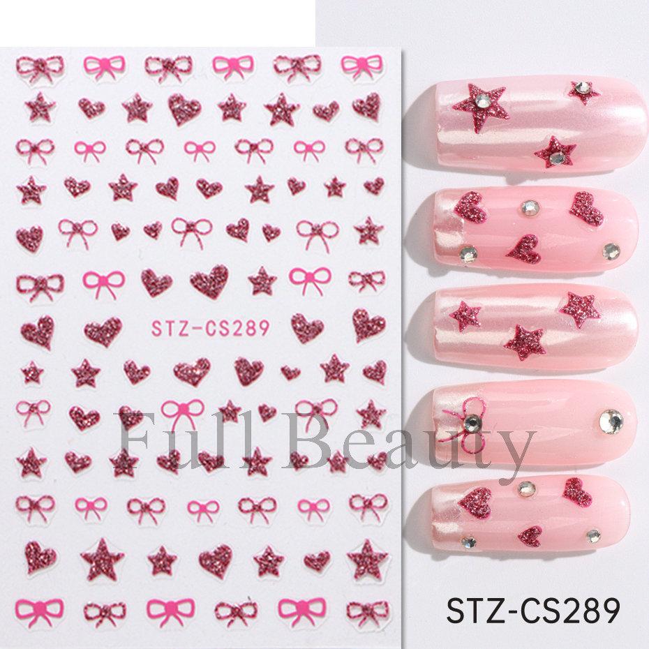 Nail Art Stickers Ins Valentine's Day Black Spades Love Line French Smile Adhesive Nail Stickers