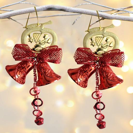 Set de 2 articole de decorare pentru brad de Crăciun Clopote pentru ușa principală, perete, brad, clopoțe, ornamente, recuzită, decor de Crăciun, pentru biroul de acasă, sufragerie