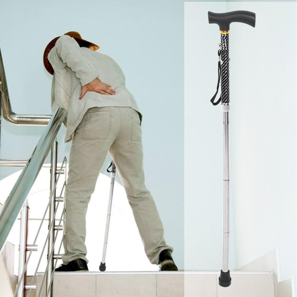 Walking Cane Adjustable Height Handle Crutch Folding Foldable Trekking Hiking Pole