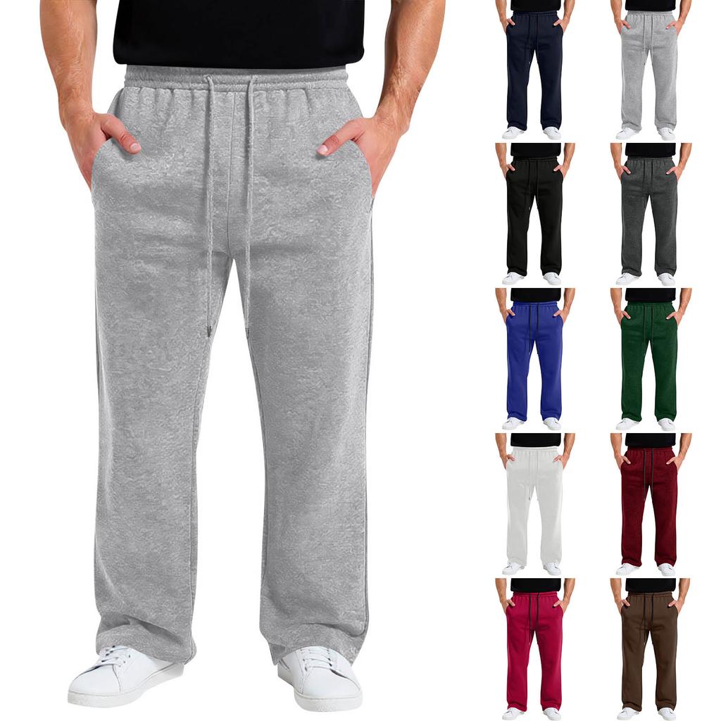 Mens Wide Leg Sweatpants Loose Drawstring Waist Casual Jogger Pants Soft Comfy Relaxed Fit Trousers for Everyday Wear