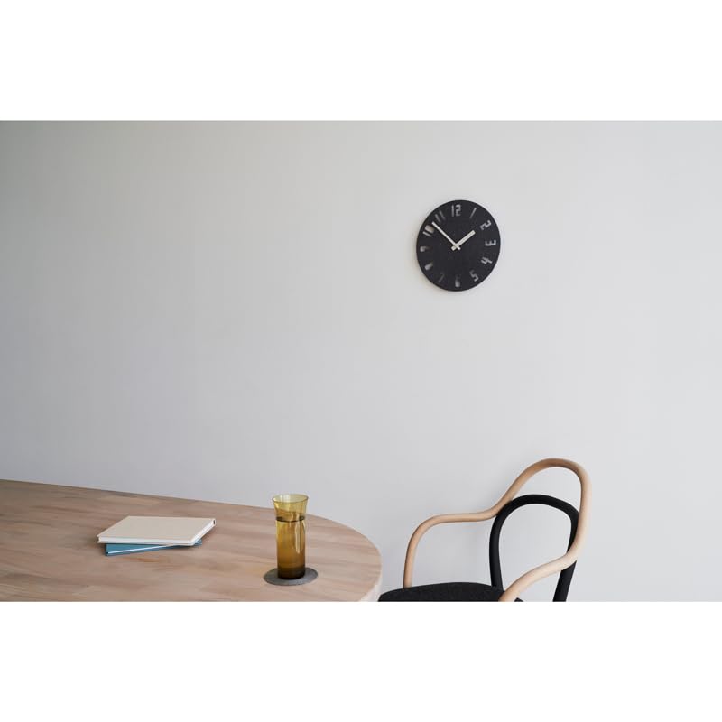 Lemnos Paneco Analog Wall Clock, Dark Gray, Made from Recycled Fiber Board, PANECO CLOCK HIL22-10 DGY