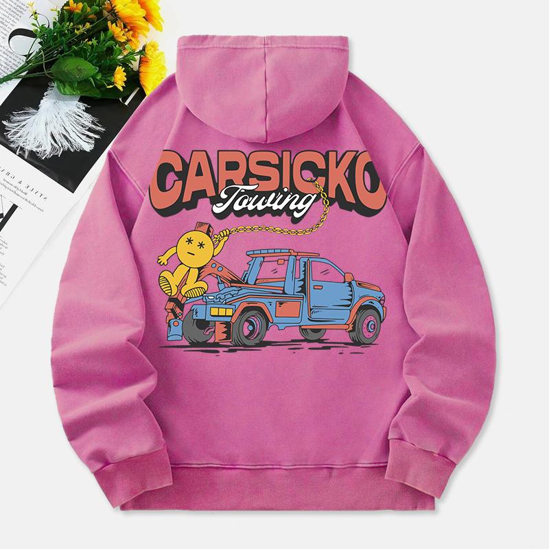 Cars Fouling Washed Hoodies Womens Cartoons Printing Cotton Pullover Comfortable Warm Oversized Hooded Clothes