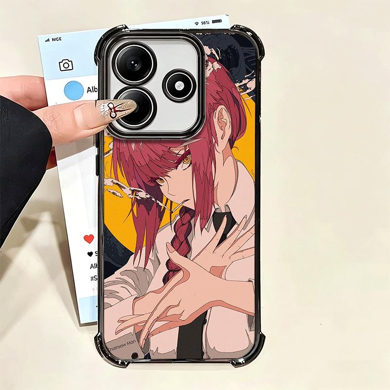 Anime Charakter Makima CSM Vergoldetes Handyhülle Für Xiaomi Poco X5 X6 X7 X8 Pro Max F8 Ultra F7 M8 M7 M5S Redmi 15C 15 14C 13C 13
