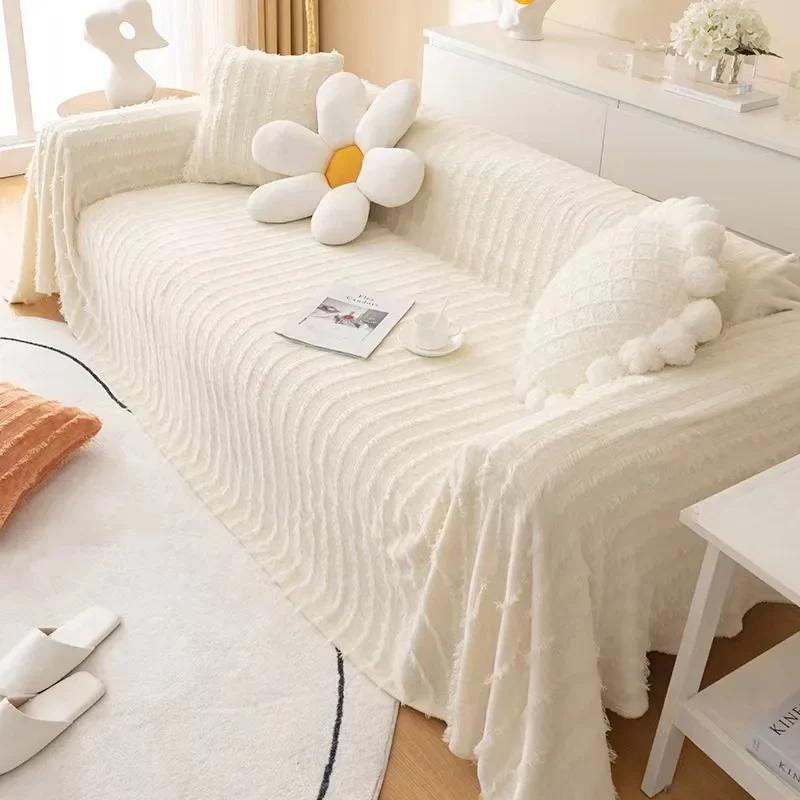 Soft Sofa Blanket for Living Room Non-Slip Solid Thick Sofa Cushion Mat Simple Style Plush Sofa Towel Home Couch Decor