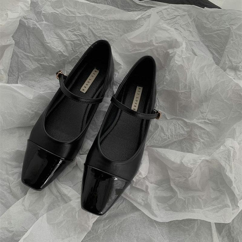 Fashion Flat Shoes for Women 2025 Spring and Autumn Mary Jane Shoes for Women French Square Toe Flat Women's Shoes Plus Size 41 42 43