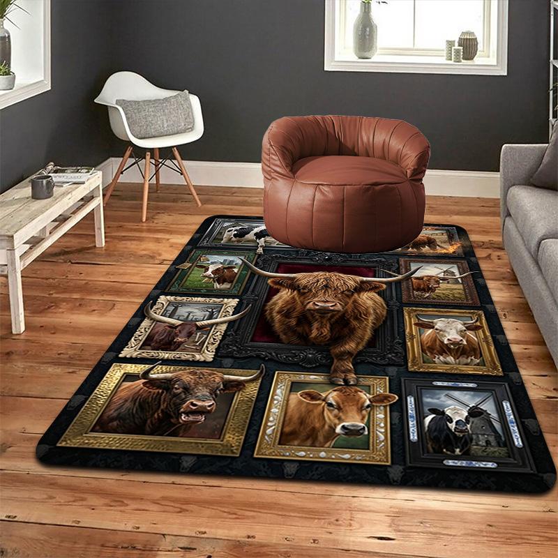 Cattle Collection Pattern Rug Floor Mat for Living Room or Bedroom Soft and Comfortable Carpet a Gift for Birthday and Holiday.
