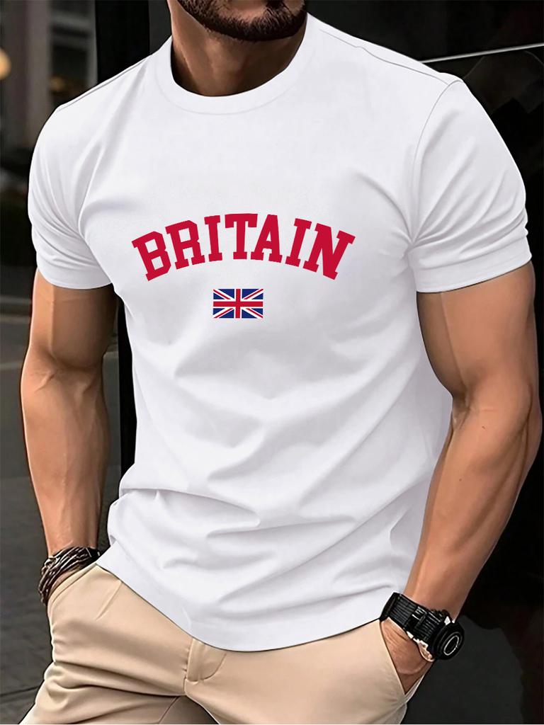 Britain Text With Flag Prints Cotton TShirts Men Summer Oversized ONeck T Shirt Comfortable Short Sleeve Tops Basic Clothes