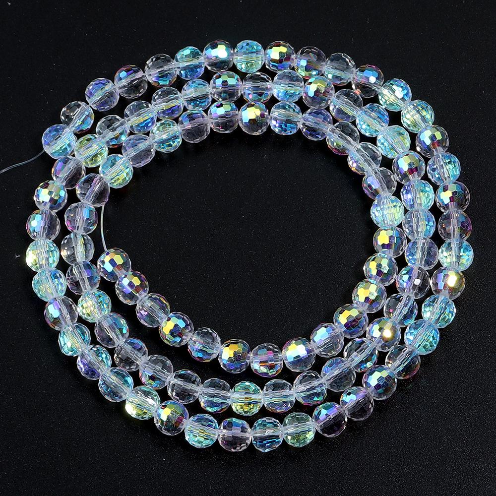 1String 3/4/6/8/10mm Transparent AB Color Crystal Beads Round Square Loose Spacer Glass Beads For DIY Bracelet Necklace Jewelry