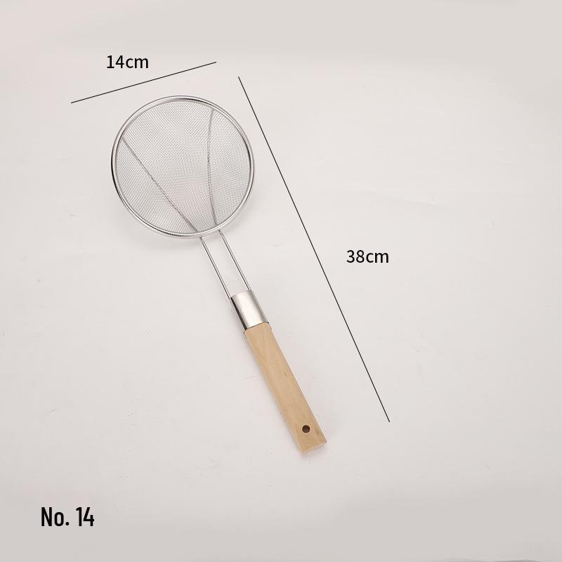 Stainless Steel Ultra-Fine Skimmer with Wooden Handle for Household and Commercial Use