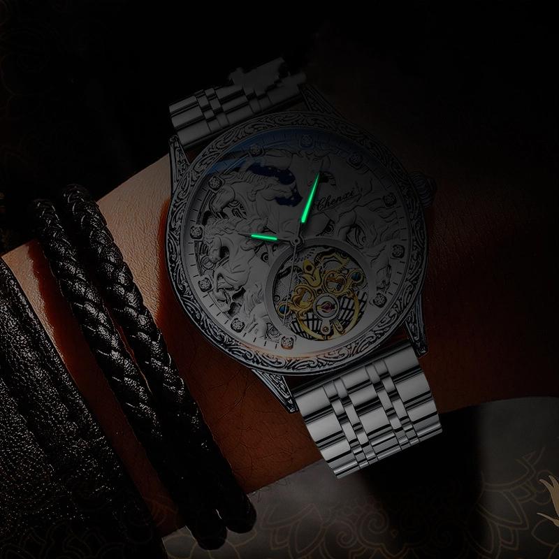 Chenxi Horse New Men's High Grade Fully Automatic Hollow Luminous Waterproof Flywheel Mechanical Watch